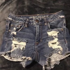 AEO hi rise shortie shorts